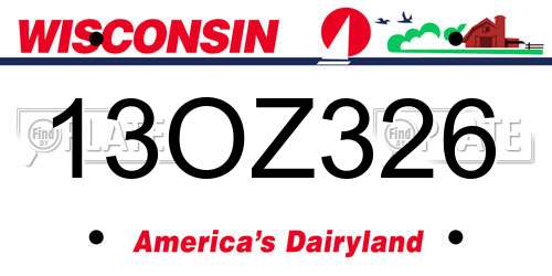 13OZ326 Wisconsin License Plate