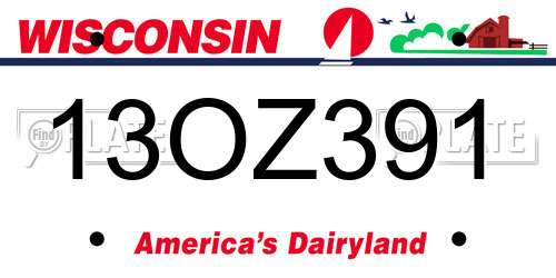 13OZ391 Wisconsin License Plate