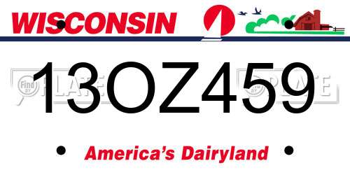 13OZ459 Wisconsin License Plate