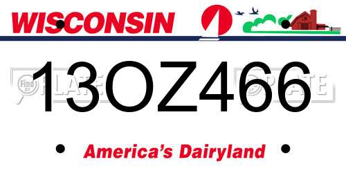 13OZ466 Wisconsin License Plate