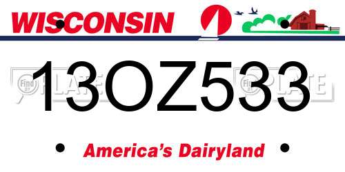 13OZ533 Wisconsin License Plate