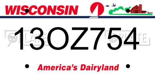 13OZ754 Wisconsin License Plate