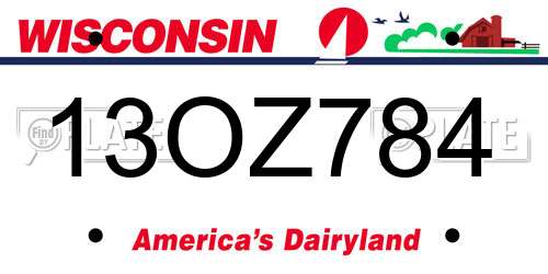 13OZ784 Wisconsin License Plate