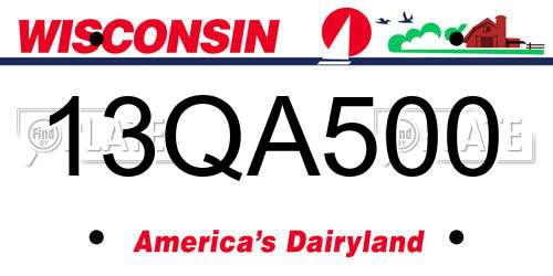 13QA500 Wisconsin License Plate