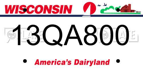 13QA800 Wisconsin License Plate