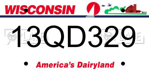 13QD329 Wisconsin License Plate