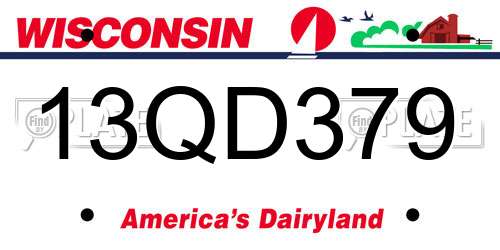 13QD379 Wisconsin License Plate
