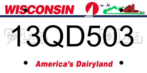 13QD503 Wisconsin License Plate
