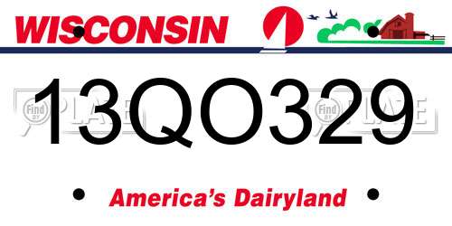 13QO329 Wisconsin License Plate