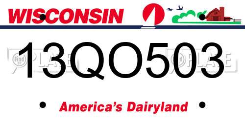 13QO503 Wisconsin License Plate