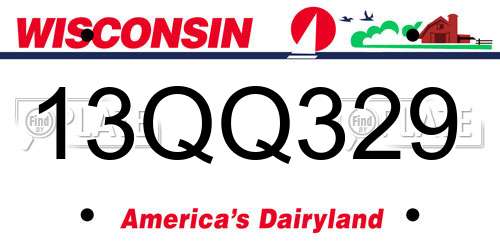 13QQ329 Wisconsin License Plate