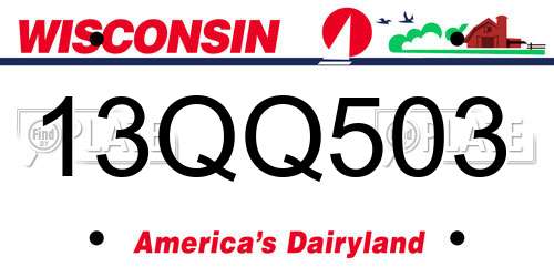 13QQ503 Wisconsin License Plate
