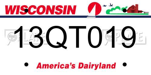 13QT019 Wisconsin License Plate
