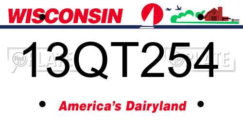 13QT254 Wisconsin License Plate