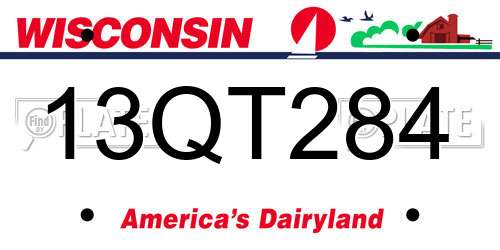 13QT284 Wisconsin License Plate