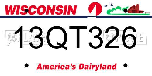 13QT326 Wisconsin License Plate