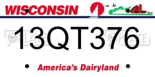 13QT376 Wisconsin License Plate