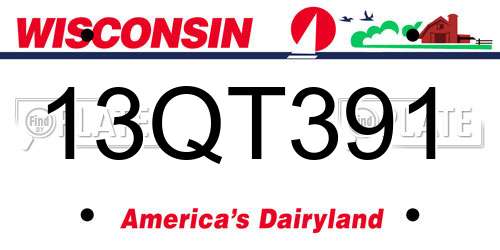 13QT391 Wisconsin License Plate