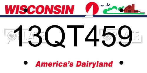 13QT459 Wisconsin License Plate