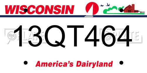 13QT464 Wisconsin License Plate