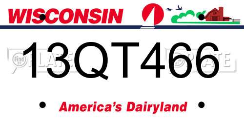 13QT466 Wisconsin License Plate