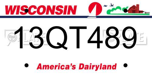 13QT489 Wisconsin License Plate