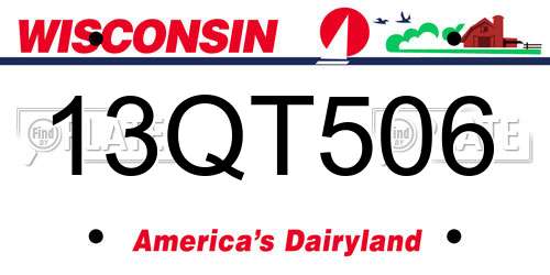 13QT506 Wisconsin License Plate