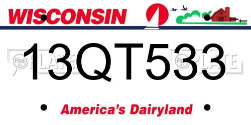 13QT533 Wisconsin License Plate