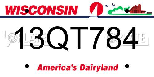 13QT784 Wisconsin License Plate