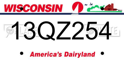 13QZ254 Wisconsin License Plate