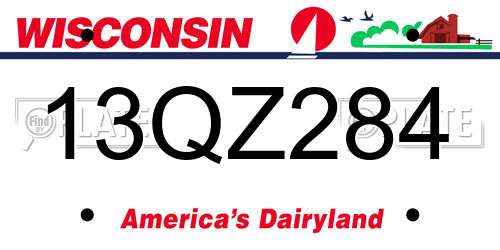 13QZ284 Wisconsin License Plate