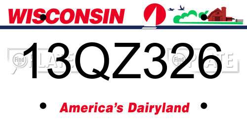 13QZ326 Wisconsin License Plate