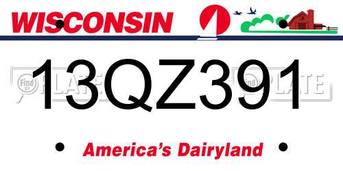 13QZ391 Wisconsin License Plate