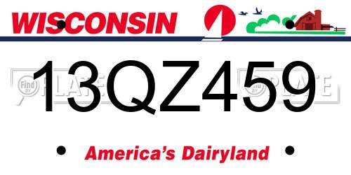13QZ459 Wisconsin License Plate