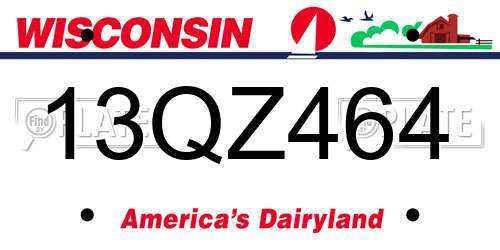 13QZ464 Wisconsin License Plate