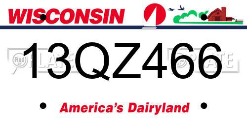 13QZ466 Wisconsin License Plate