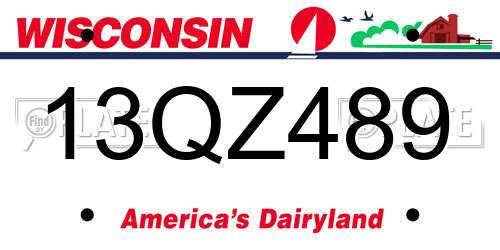 13QZ489 Wisconsin License Plate