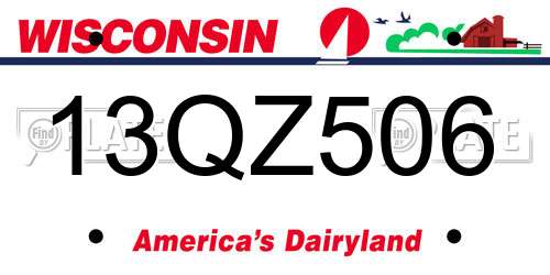 13QZ506 Wisconsin License Plate
