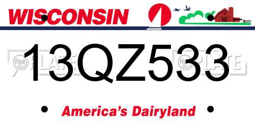 13QZ533 Wisconsin License Plate