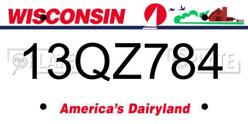 13QZ784 Wisconsin License Plate