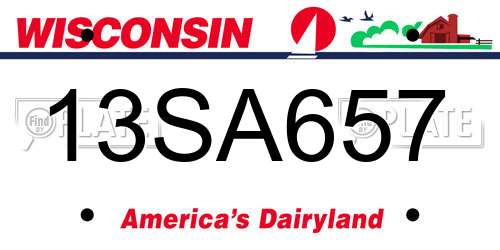 13SA657 Wisconsin License Plate