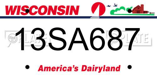 13SA687 Wisconsin License Plate