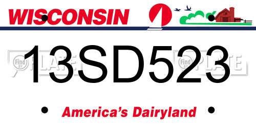 13SD523 Wisconsin License Plate