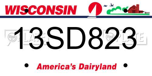 13SD823 Wisconsin License Plate