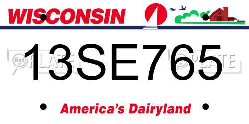 13SE765 Wisconsin License Plate