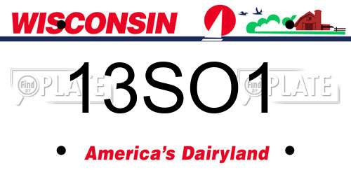 13SO1 Wisconsin License Plate