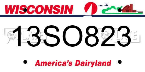 13SO823 Wisconsin License Plate