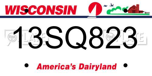 13SQ823 Wisconsin License Plate