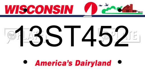13ST452 Wisconsin License Plate