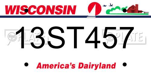 13ST457 Wisconsin License Plate
